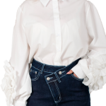 Jeans Stefanie a vita alta gamba larga con doppia chiusura frontale