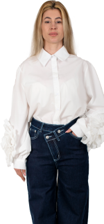 Jeans Stefanie a vita alta gamba larga con doppia chiusura frontale